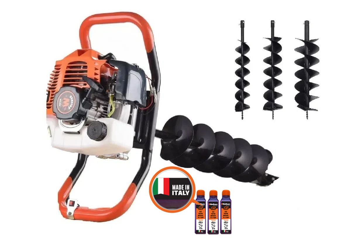 Motoburghiu foreza de pamant WOLFSON STB-52, 1470W, 52cc, include 3 burghie 100,150,200mm + 3 ulei 0.1L, 1, atomico.ro