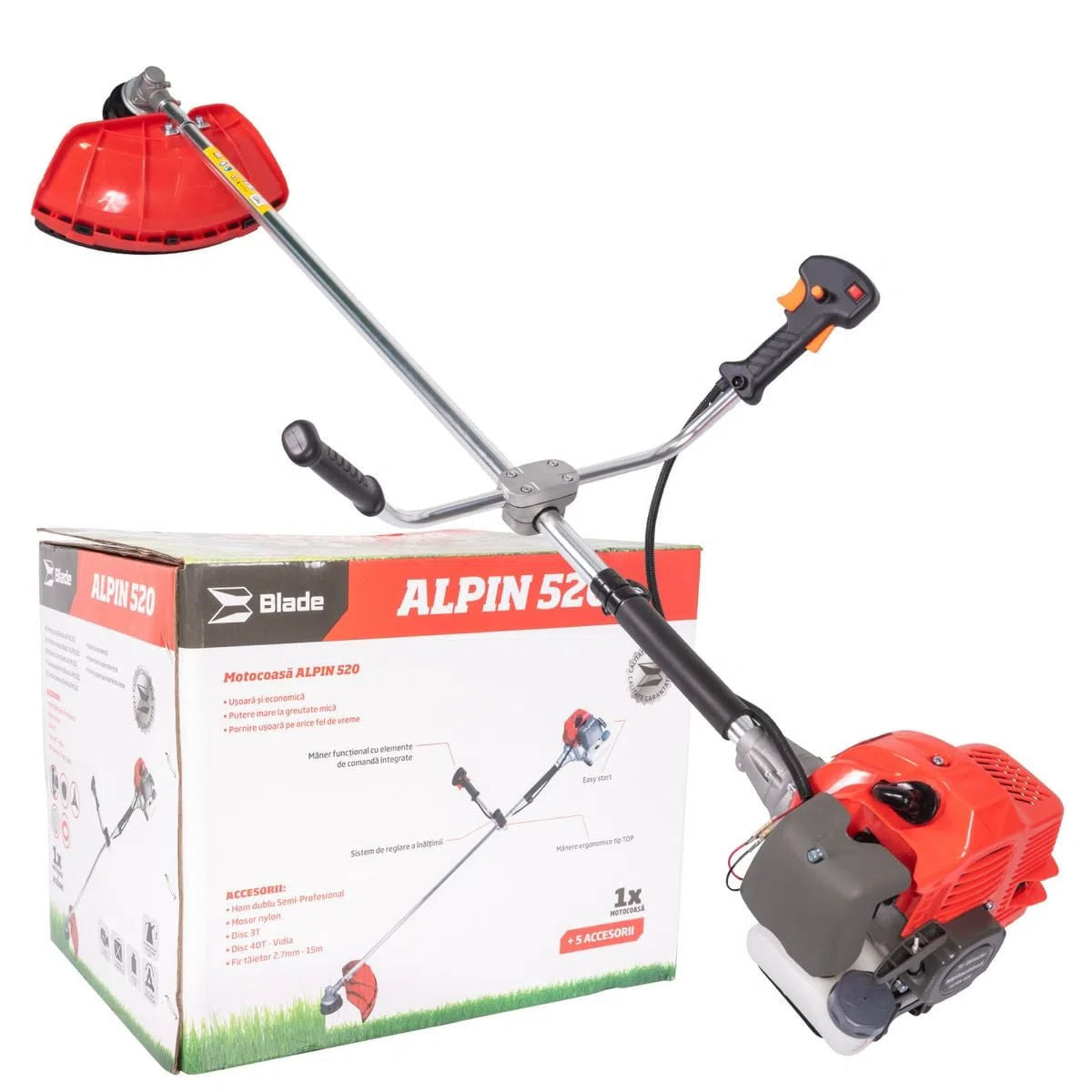 Motocoasa Blade Alpin 520, 3CP, 7 accesorii, ham profesional + 3 sticle ulei 0.1l + foarfeca taiere vie, 2, atomico.ro