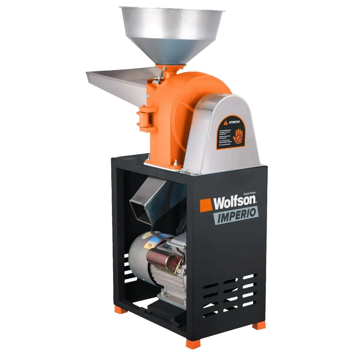 Moara pentru cereale Wolfson Industrial, 2200W , 220V, 350 Kg/h, 12 site incluse - RESIGILAT, 1, atomico.ro