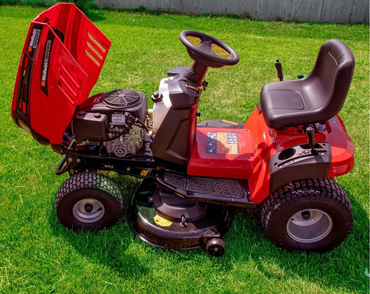 Tractoras pentru gazon + Motocoasa de umar Wolfson - 16cp/2cp, 500cmc/52cc, latime de taiere 108cm/255mm, 12 accesorii, 5, atomico.ro