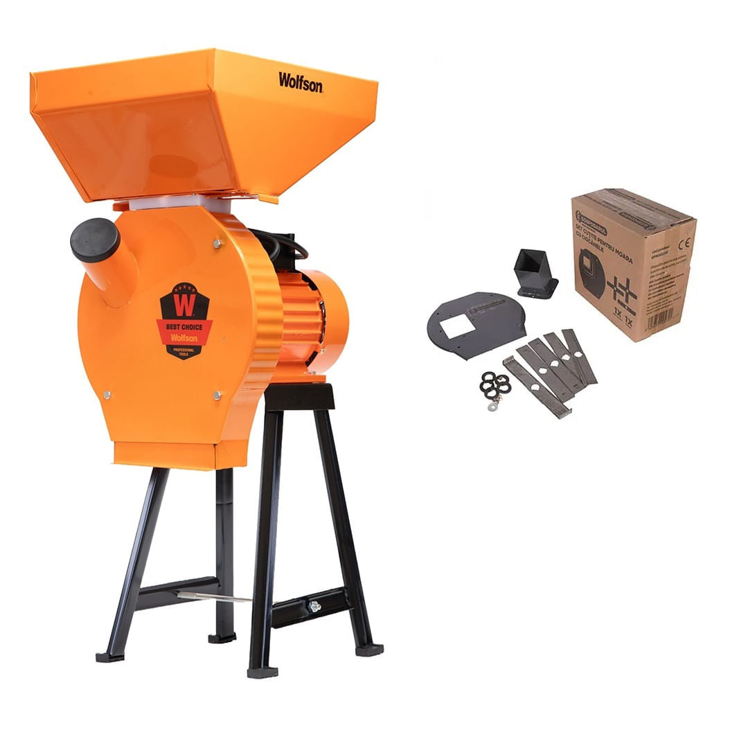 Moara pentru cereale Wolfson cu suport metalic - 2in1, 2700W, 200kg/h + accesoriu furaje, 1, atomico.ro