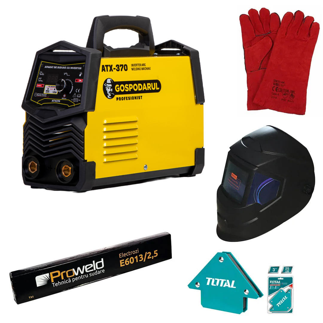 Aparat de sudura cu invertor Gospodarul Profesionist ATX370 + Masca sudura, coltare magnetice, electrozi, manusi, 1, atomico.ro