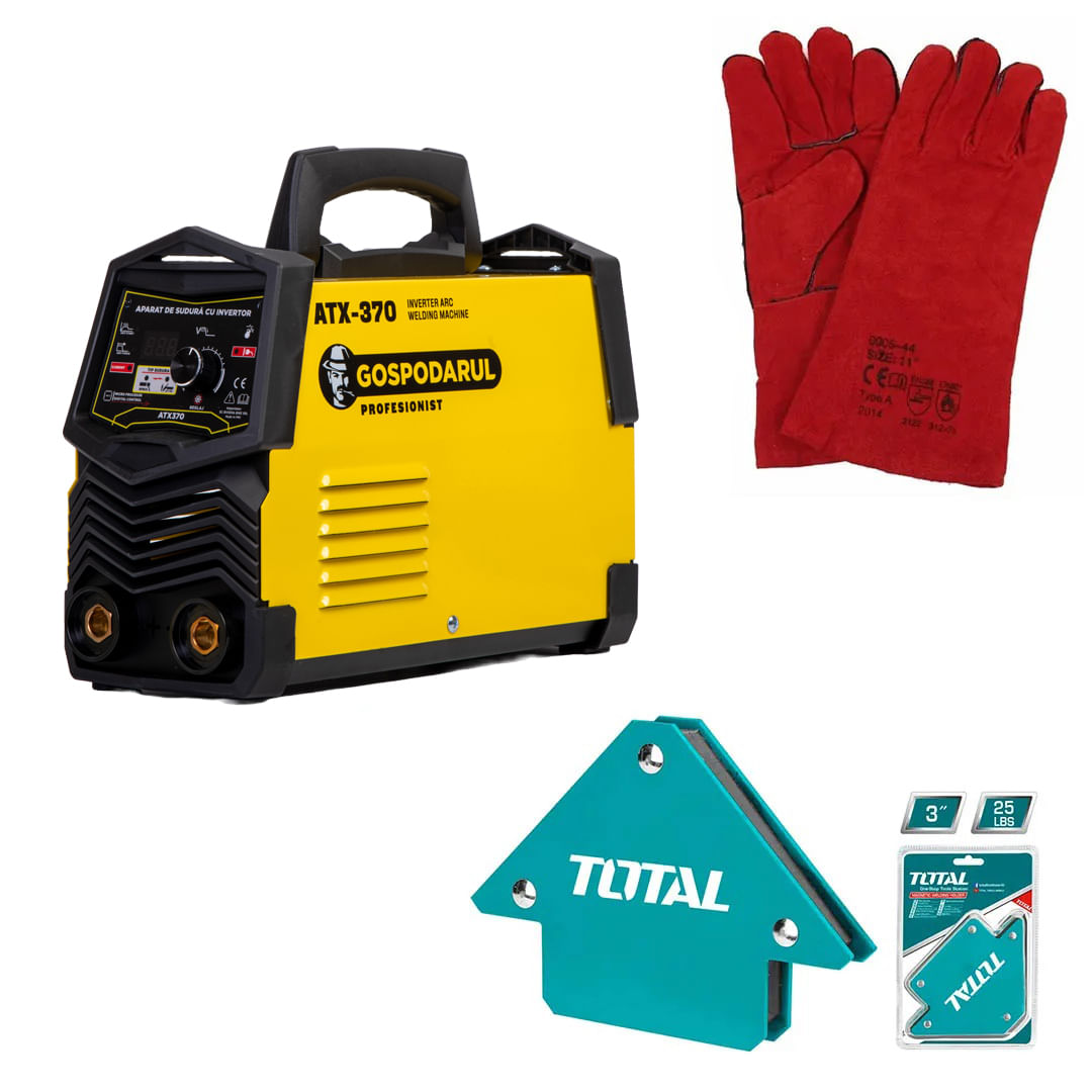 Aparat de sudura cu invertor Gospodarul Profesionist ATX370 + Manusi pentru sudura, coltare magnetice, 1, atomico.ro