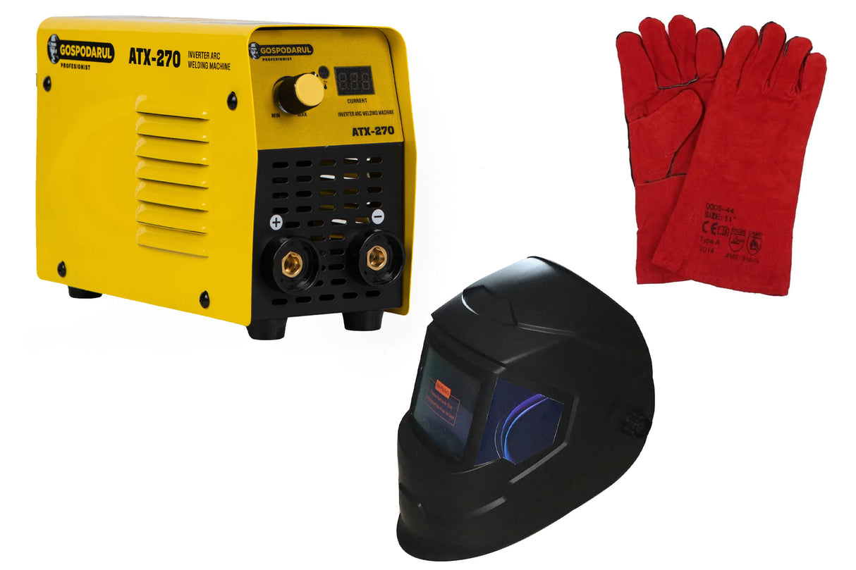 Aparat de sudura cu invertor Gospodarul Profesionist ATX270, 270Ah + Masca automata de sudura, manusi de sudura, 1, atomico.ro