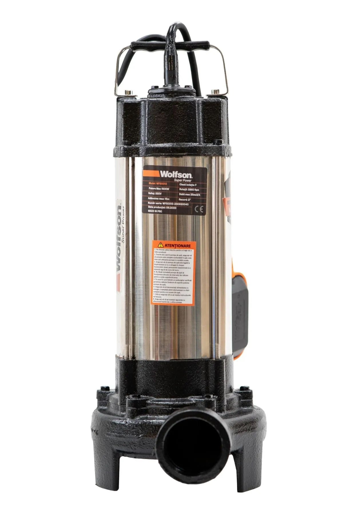 Pompa submersibila apa murdara cu tocator si flotor Wolfson WQW-1500D-F PRO + furtun 40m + cuple, 3, atomico.ro