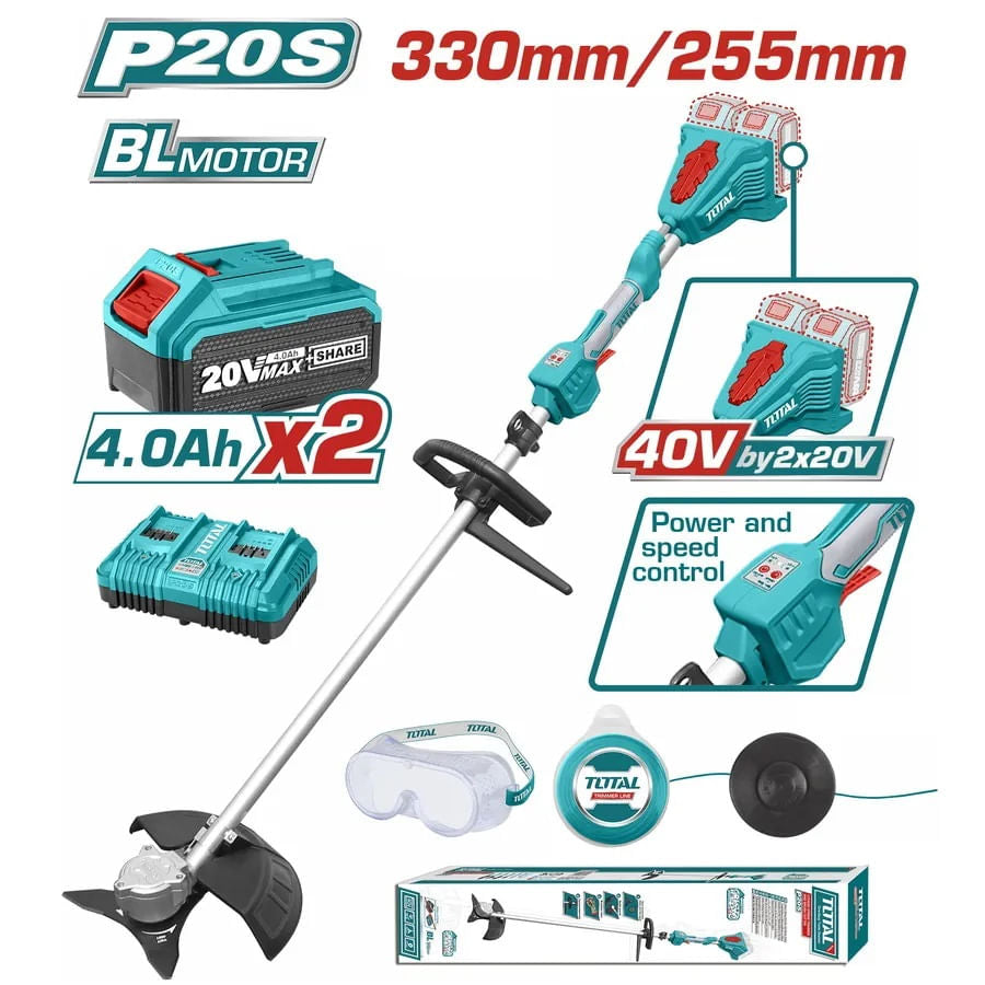 Motocoasa LI-ION si trimmer TOTAL - 40V INCLUDE 2 BATERII, 1 INCARCATOR, 3, atomico.ro