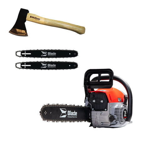 Produse, Drujba pe benzina BLADE Alpin 520 - 5CP, 2 lame si 2 lanturi + toporisca Wolfson 600g, 1, atomico.ro