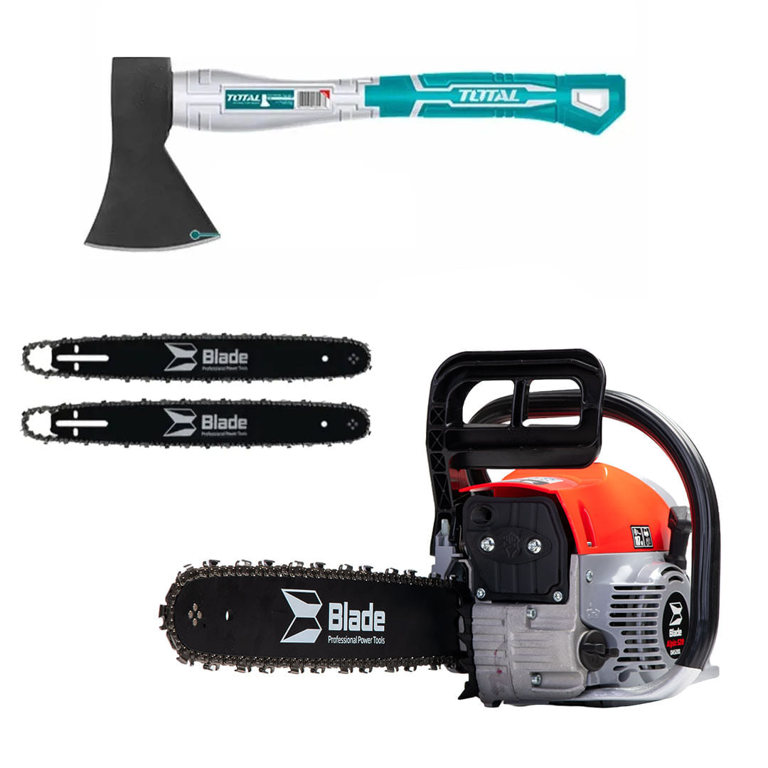 Drujba pe benzina BLADE Alpin 520 - 5CP, 2 lame si 2 lanturi + toporisca fibra Wolfson, 1, atomico.ro