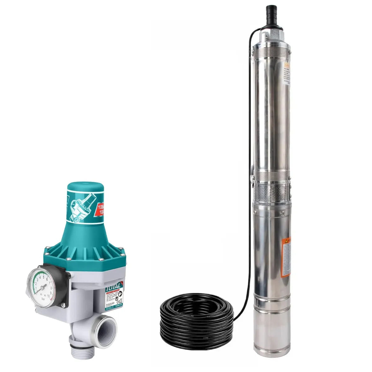 Pompa submersibila apa curata KAMRAD PM-1500-8, 1500W, 5200L/h, 1 tol, inaltime max pompare 120m + Presostat Total, 1, atomico.ro