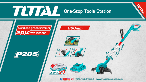 Trimmer gazon TOTAL 20V, 300 mm, 8200 rpm, fir 1.6 mm, fara acumulator si incarcator, 11, atomico.ro