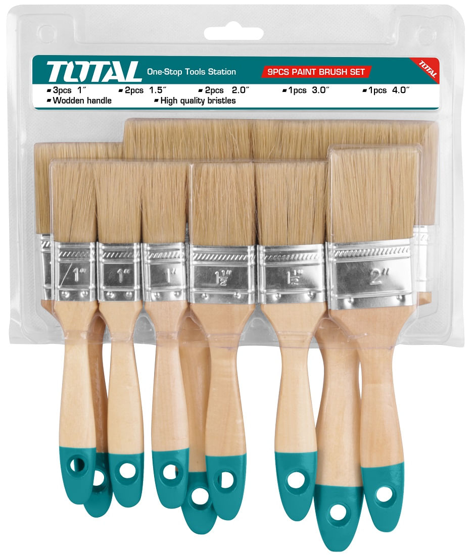 Set 9 pensule pentru vopsit Total - Maner lemn, 1, atomico.ro