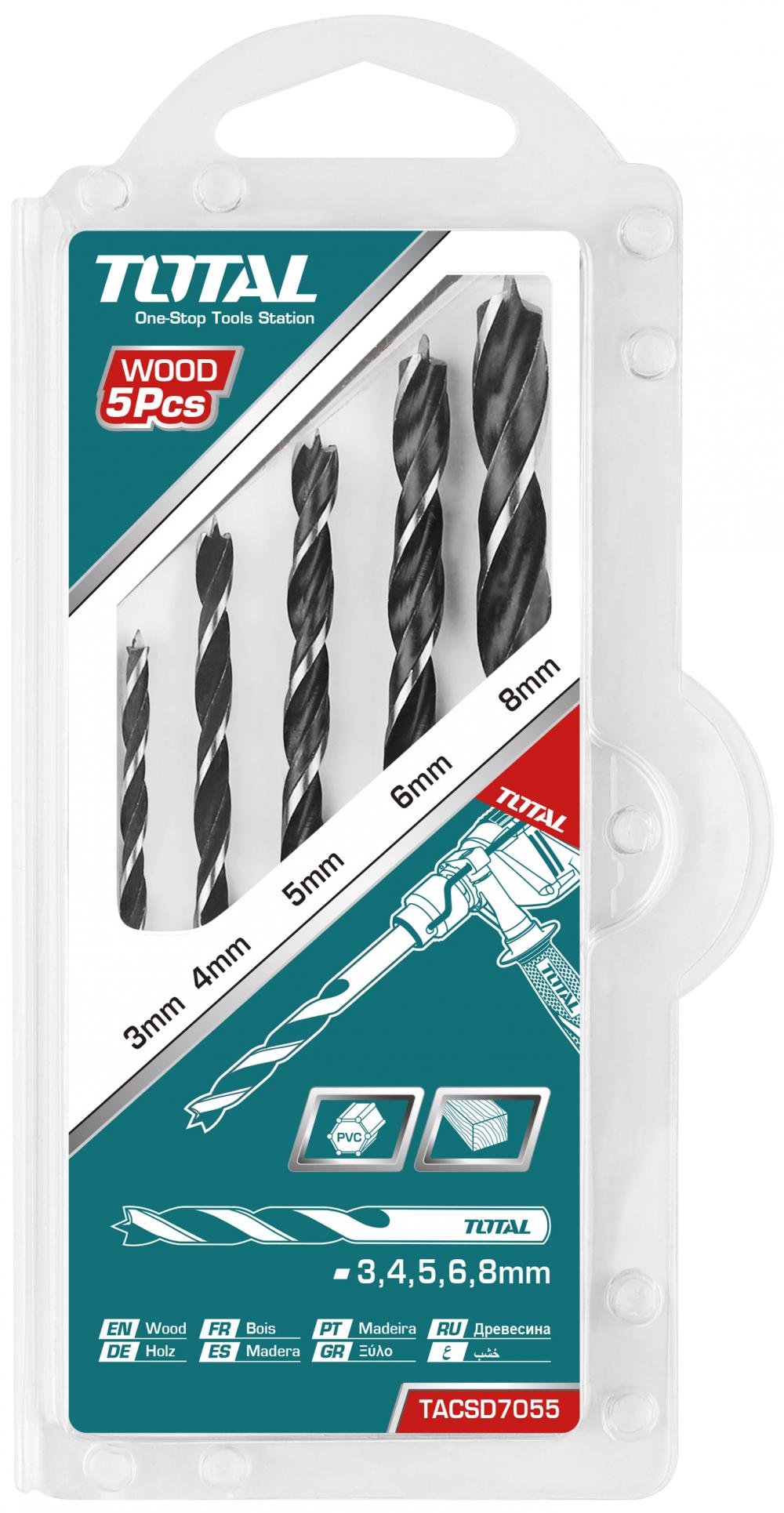 Set burghiu spirala pentru lemn Total - 5buc, 1, atomico.ro