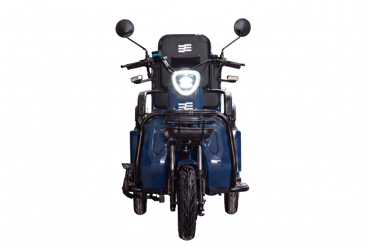 Triciclu electric BLADE DUO MAX 11, 1200W, 60V 20Ah, 25 km/h, fara permis, autonomie 50 km, 3+1 viteze, albastru-negru, 5, atomico.ro