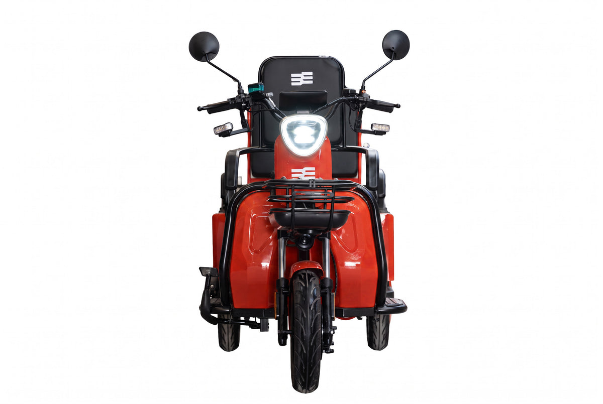 Triciclu electric BLADE DUO MAX 11, 1200W, 60V 20Ah, 25 km/h, fara permis, autonomie 50 km, 3+1 viteze, rosu-negru, 2, atomico.ro