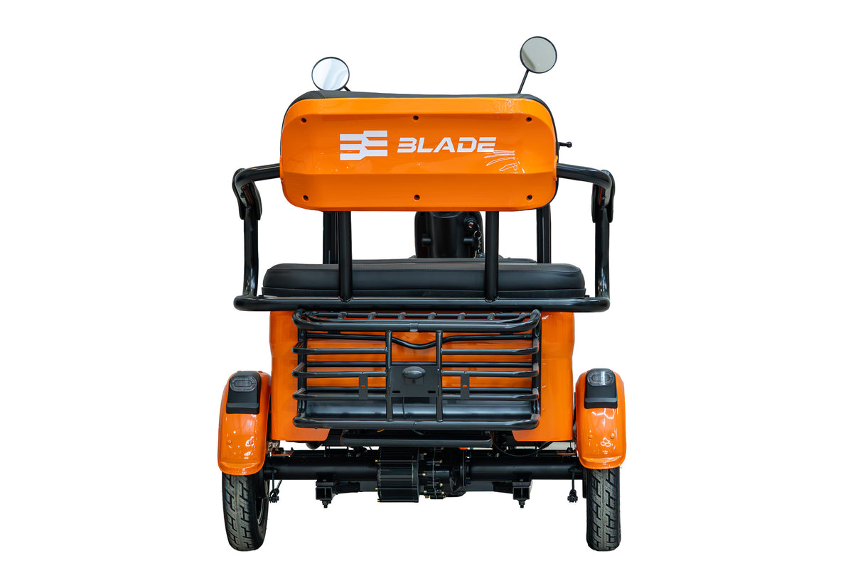 Triciclu electric Blade TRIP X2 2000 W, 25 km/h, autonomie pana la 70 km, baterie plumb- acid 72 V 20 Ah, greutate maxima 160 kg, Fara permis, negru-portocaliu, 4, atomico.ro