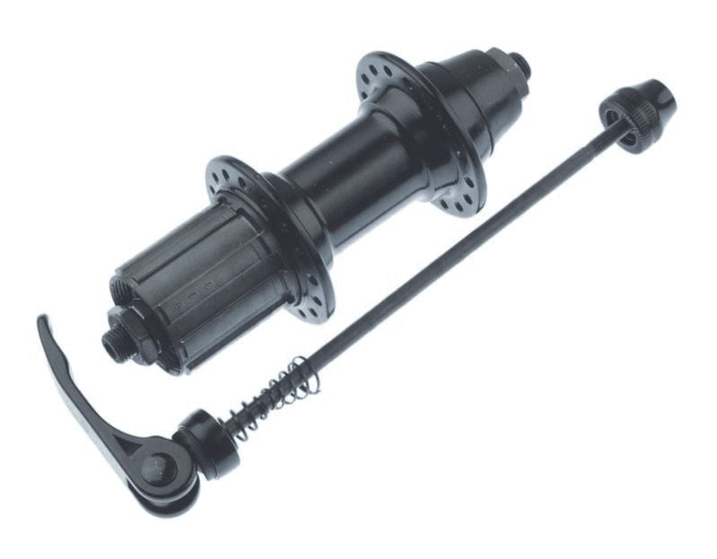 Butuc spate casetat, aluminiu, 36 gauri, negru anodizat, lungime QR 148.5 mm, ax 10 mm, cale rulare cu bile, 1, atomico.ro