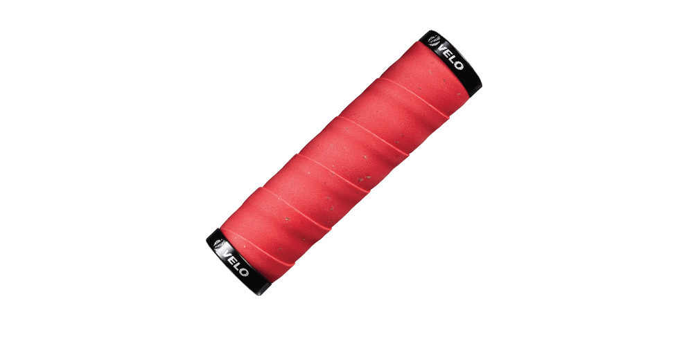 Mansoane Velo Combies, EVA + gel, 129 mm, fixare cu inele blocare, rosu, 1, atomico.ro