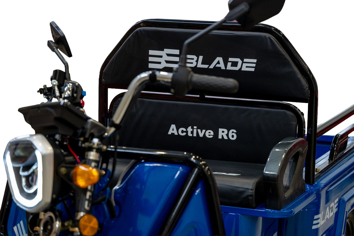 Triciclu Cargo electric BLADE Active R6 1300W, 25 km/h, autonomie pana la 50 km, baterie plumb-acid 72 V/20 Ah, capacitate maxima 500 kg, fara permis, culoare albastru, 6, atomico.ro