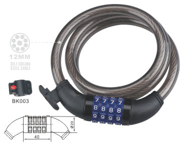 Antifurt cu cifru, otel cu manson plastic cauciucat, 12 mm x 120 cm, 1, atomico.ro
