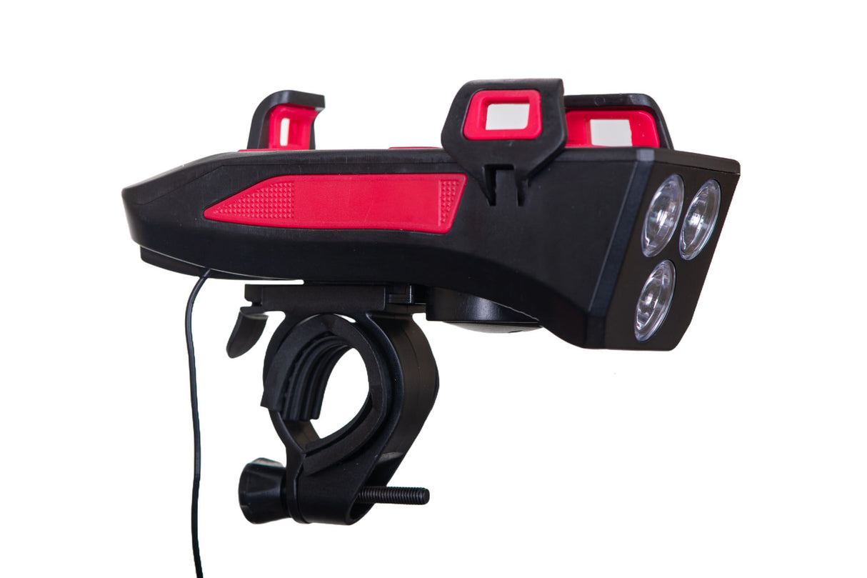 Far led bicicleta cu suport telefon si claxon (reincarcabil USB) + Ham reflectorizant, 6, atomico.ro