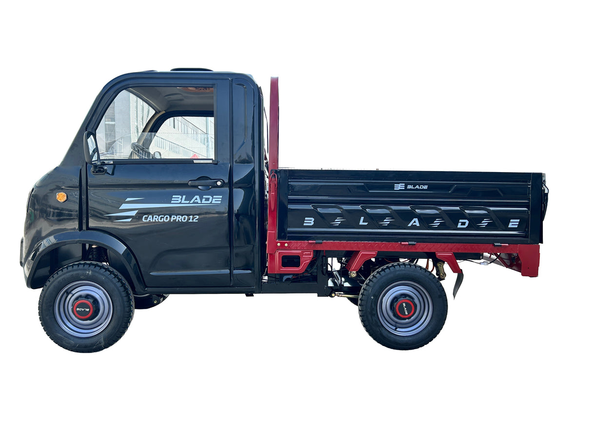 Masina Pickup Cargo electric fara permis BLADE - CARGO PRO 12, 3000W, 25 km/h, 72V 100Ah, 800 kg sarcina, autonomie 100 km, negru-rosu, 4, atomico.ro