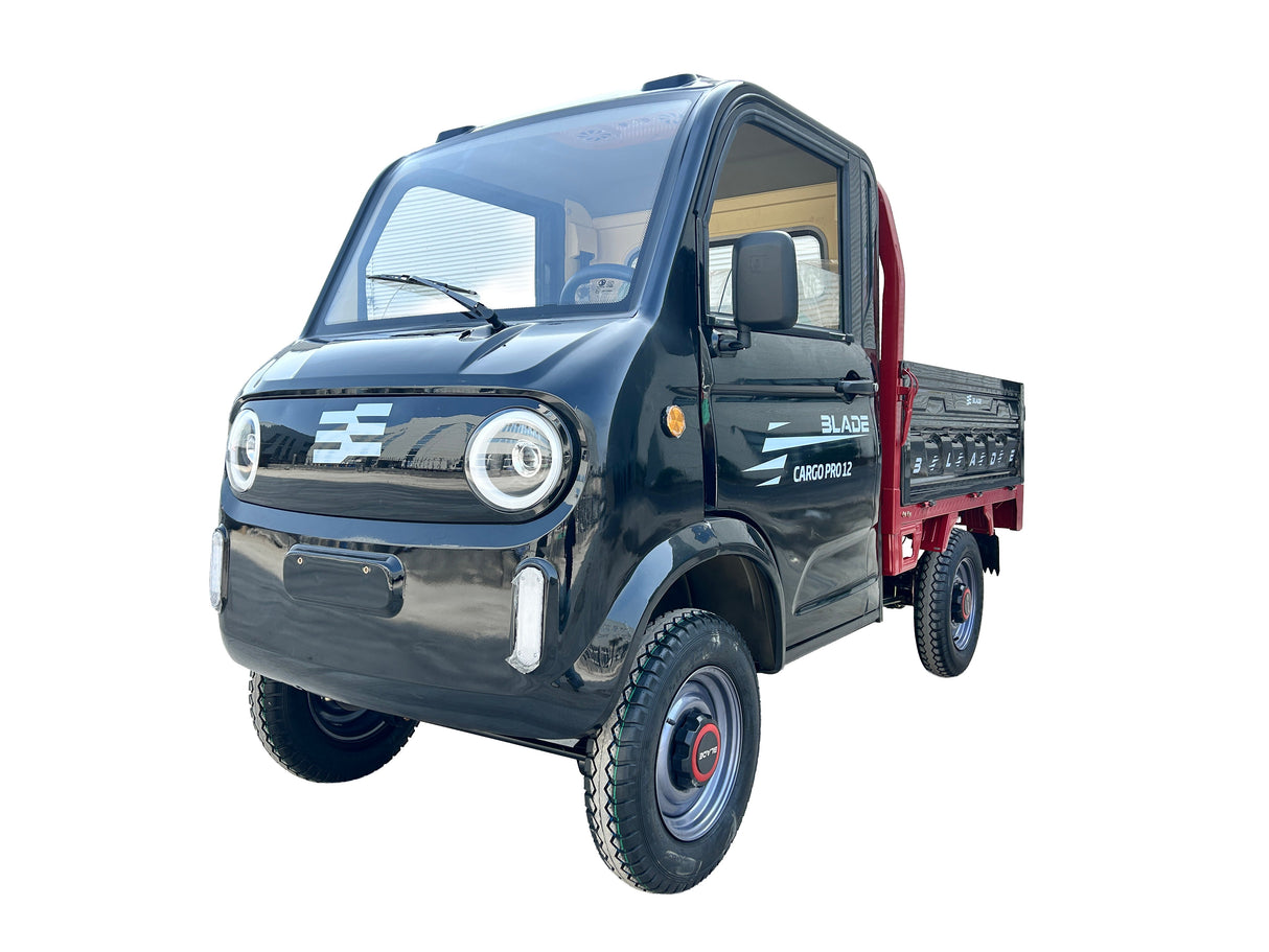 Masina Pickup Cargo electric fara permis BLADE - CARGO PRO 12, 3000W, 25 km/h, 72V 100Ah, 800 kg sarcina, autonomie 100 km, negru-rosu, 1, atomico.ro