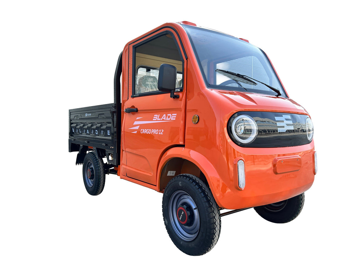 Masina Pickup Cargo electric fara permis BLADE - CARGO PRO 12, 3000W, 25 km/h, 72V 100Ah, 800 kg sarcina, autonomie 100 km, portocaliu-negru, 2, atomico.ro