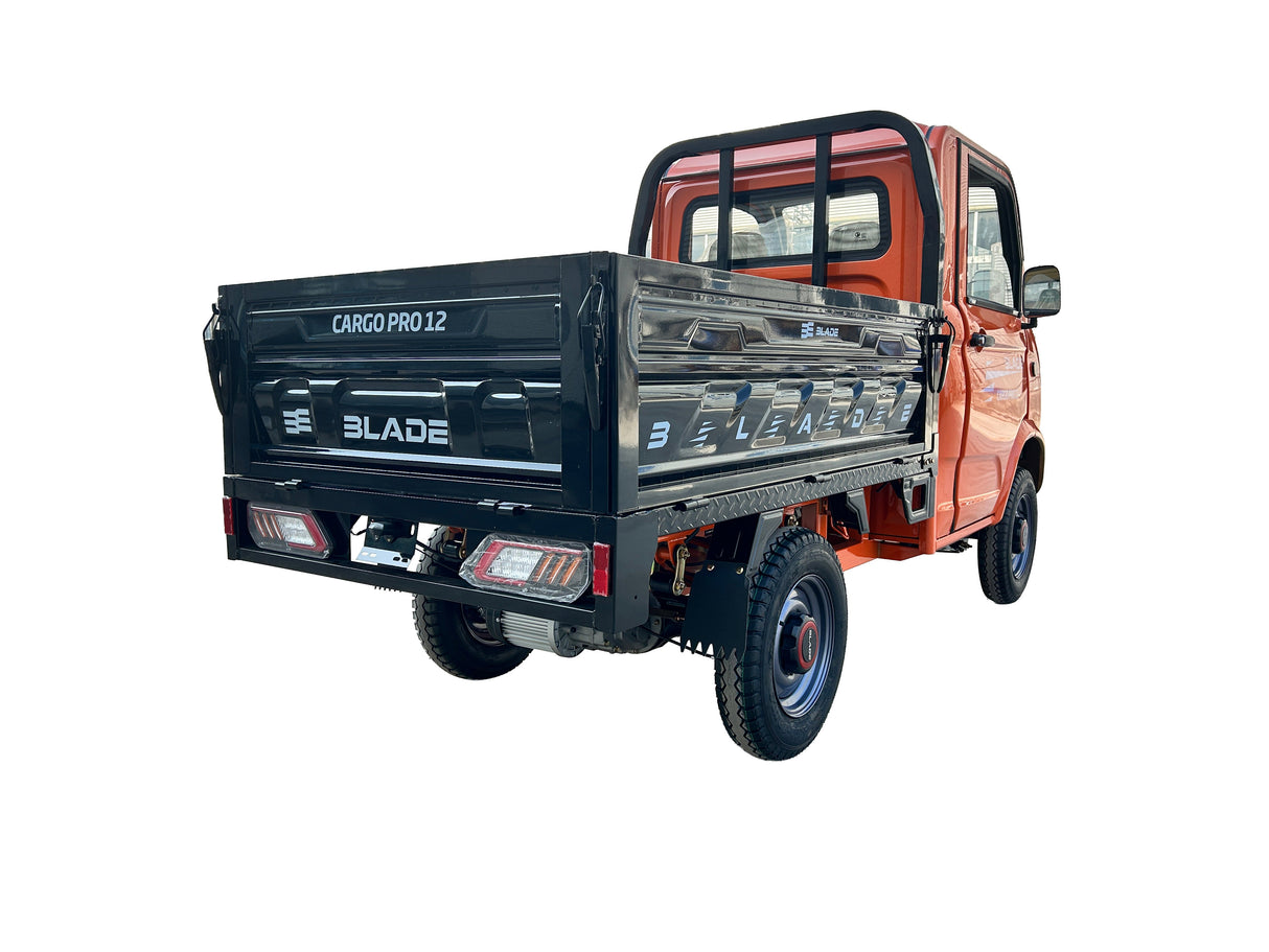 Masina Pickup Cargo electric fara permis BLADE - CARGO PRO 12, 3000W, 25 km/h, 72V 100Ah, 800 kg sarcina, autonomie 100 km, portocaliu-negru, 6, atomico.ro