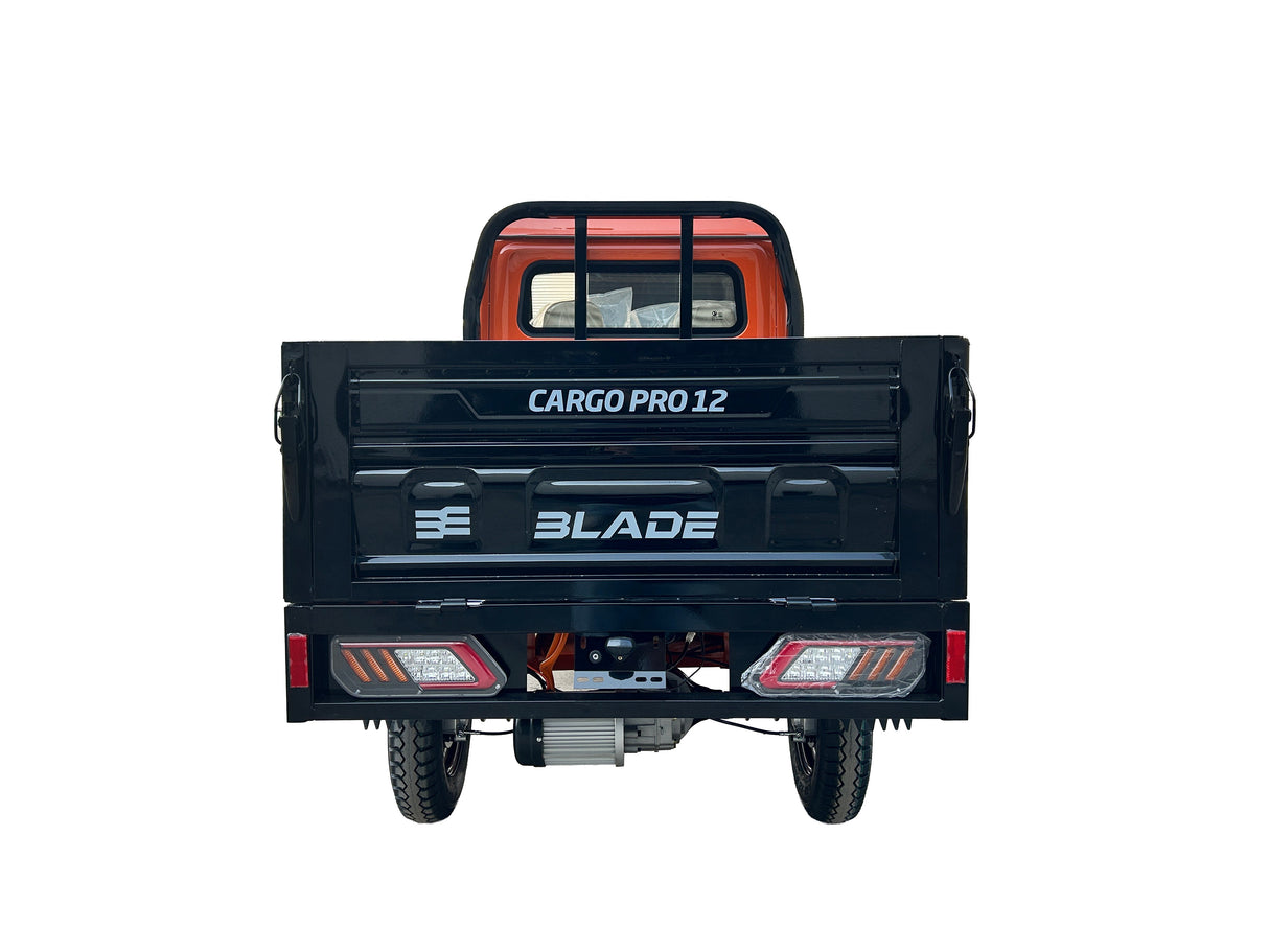 Masina Pickup Cargo electric fara permis BLADE - CARGO PRO 12, 3000W, 25 km/h, 72V 100Ah, 800 kg sarcina, autonomie 100 km, portocaliu-negru, 8, atomico.ro