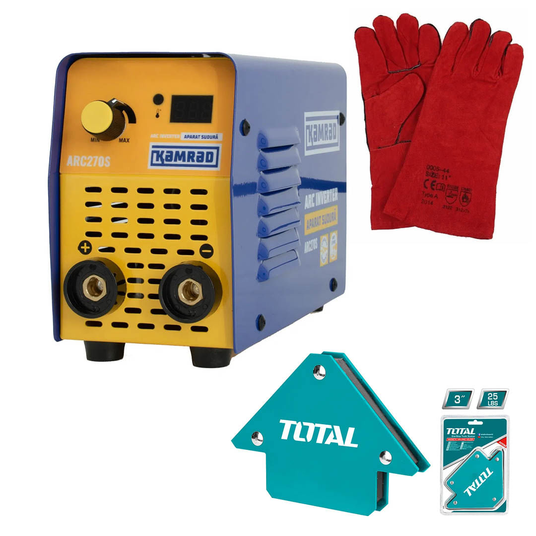 Aparat de sudura cu Inverter KAMRAD ARC270S MMA-270A + Manusi de sudura, coltare magnetice de sudura, 1, atomico.ro