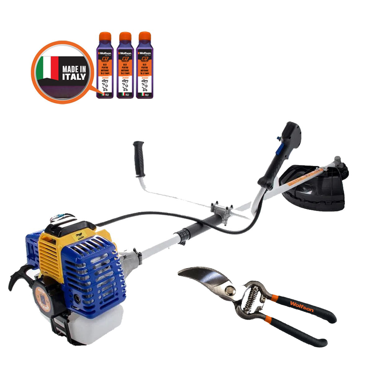 Motocoasa pe benzina KAMRAD K5200, 5 CP, 52cc, 3 accesorii, ham comfort plus + 3 ulei 0.1L + foarfeca taiere via, 1, atomico.ro