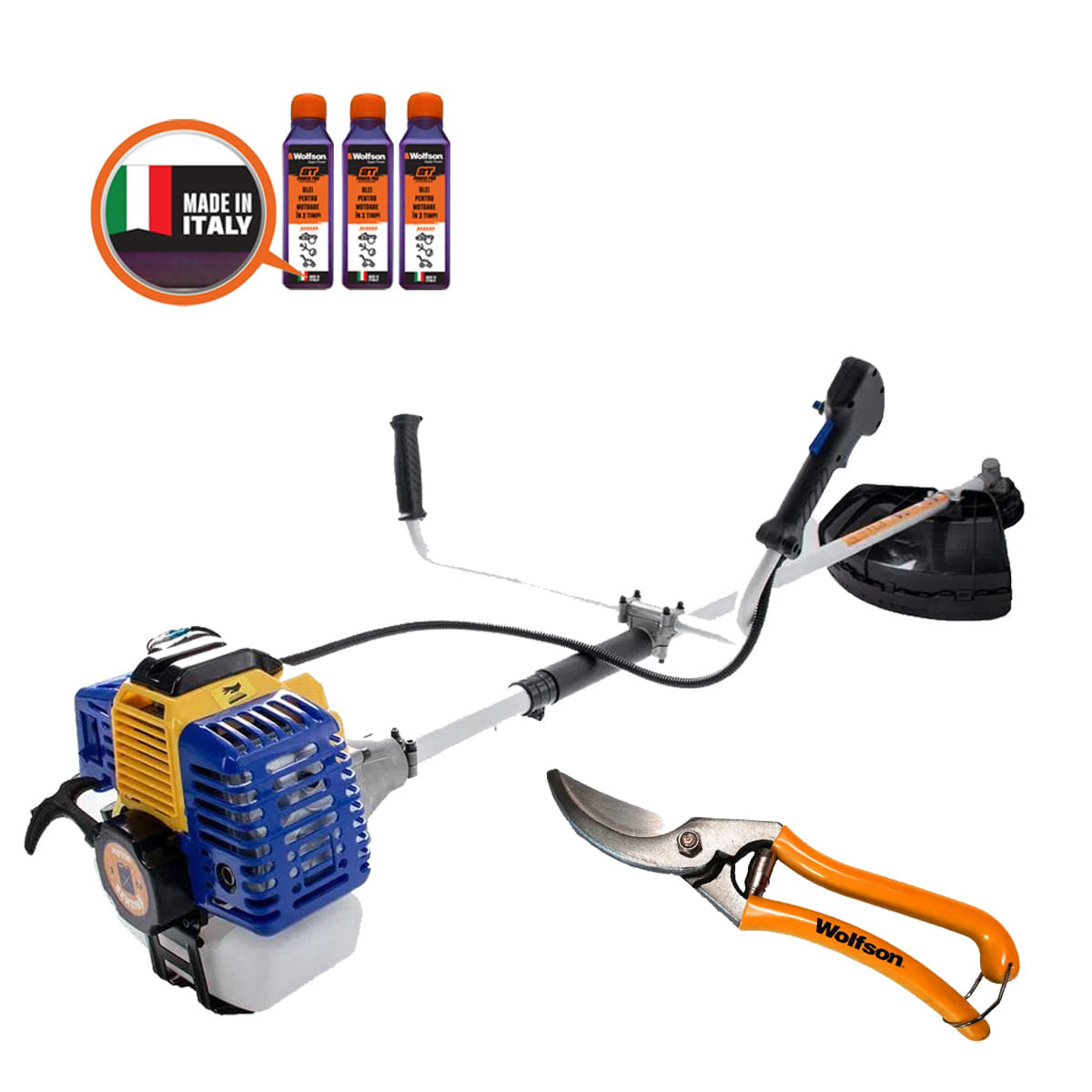 Motocoasa pe benzina KAMRAD K5200, 5 CP, 52cc, 3 accesorii, ham comfort plus + 3 ulei 0.1L + foarfeca taiere via, 1, atomico.ro