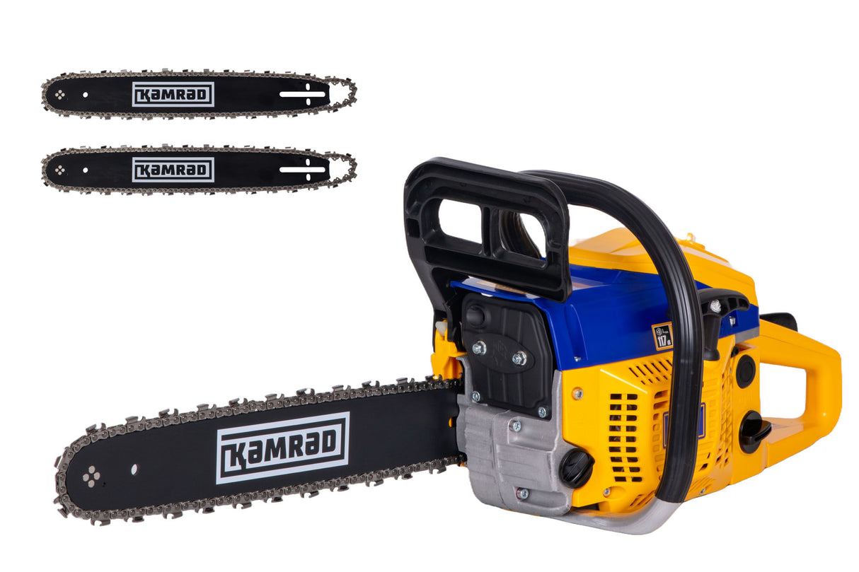 Drujba pe benzina Kamrad KR-52, 5.8CP, 52cc, 2 lame 2 lanturi + ulei amestec 0.5L si ochelari protectie, 4, atomico.ro