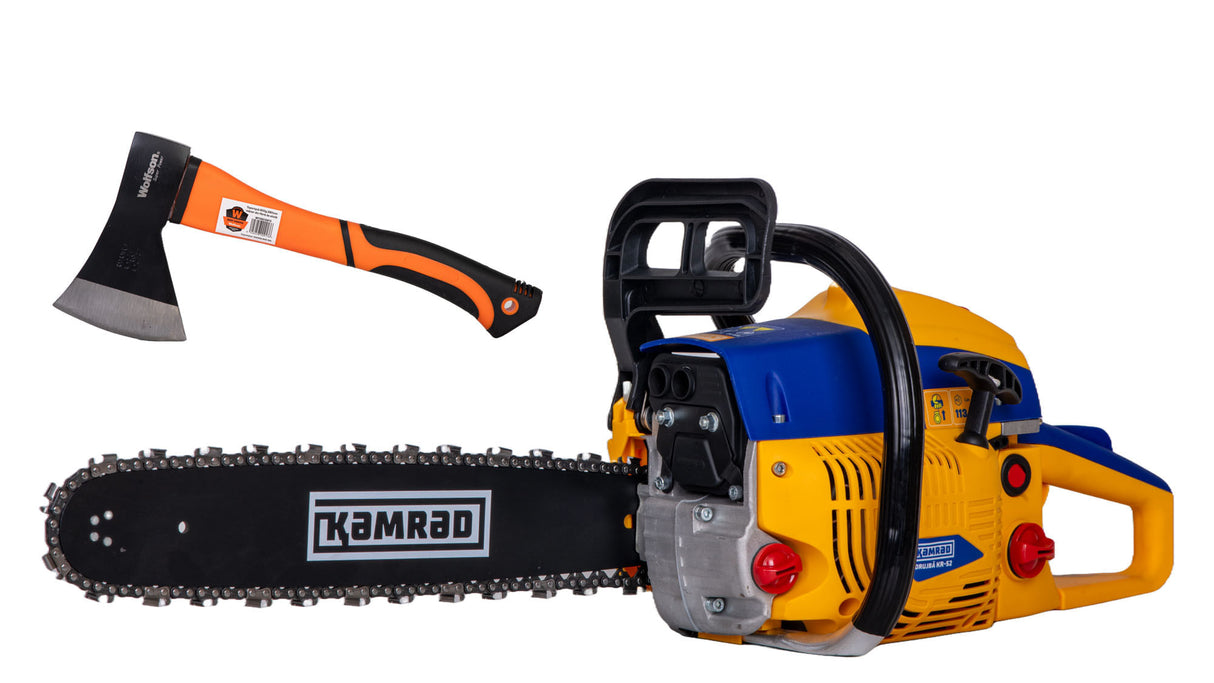 Drujba pe benzina Kamrad KR-52, 5.8 CP, 52CC, 33 dinti, pasul 0.325, 1,5mm + toporisca Wolfson, 1, atomico.ro