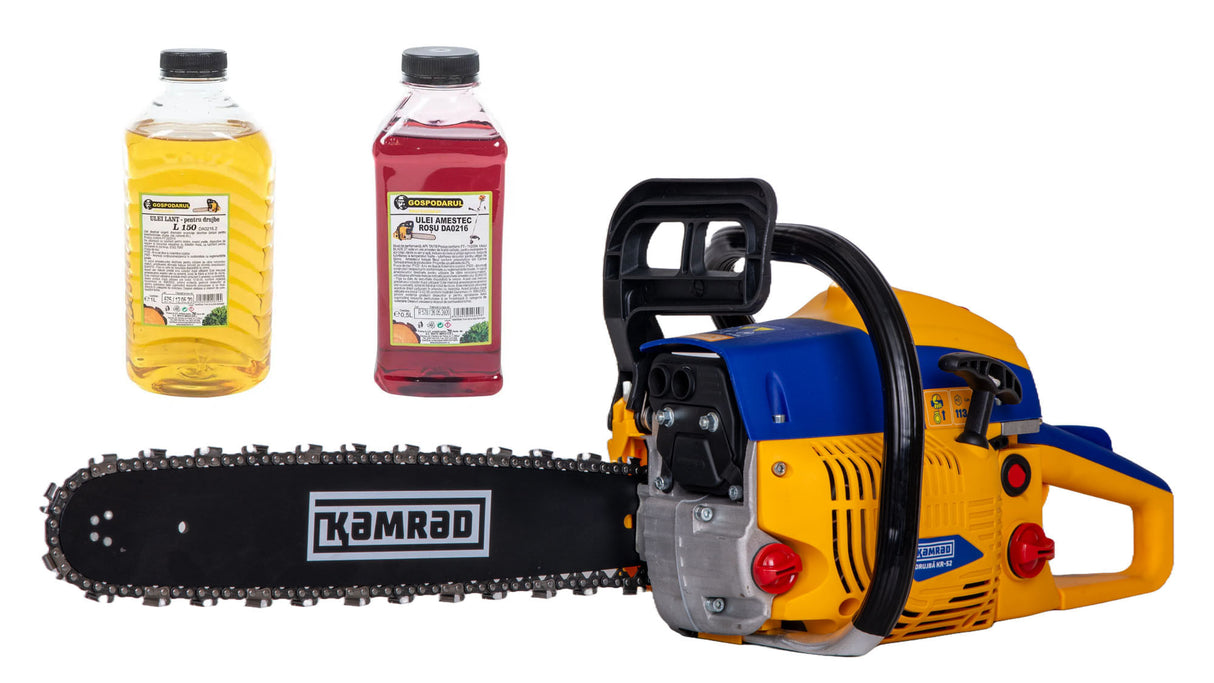 Drujba pe benzina Kamrad KR-52, 5.8 CP, 52CC, 33 dinti, pasul 0.325, 1,5mm + ulei amestec 0.5L si ulei ungere lant L150, 1, atomico.ro