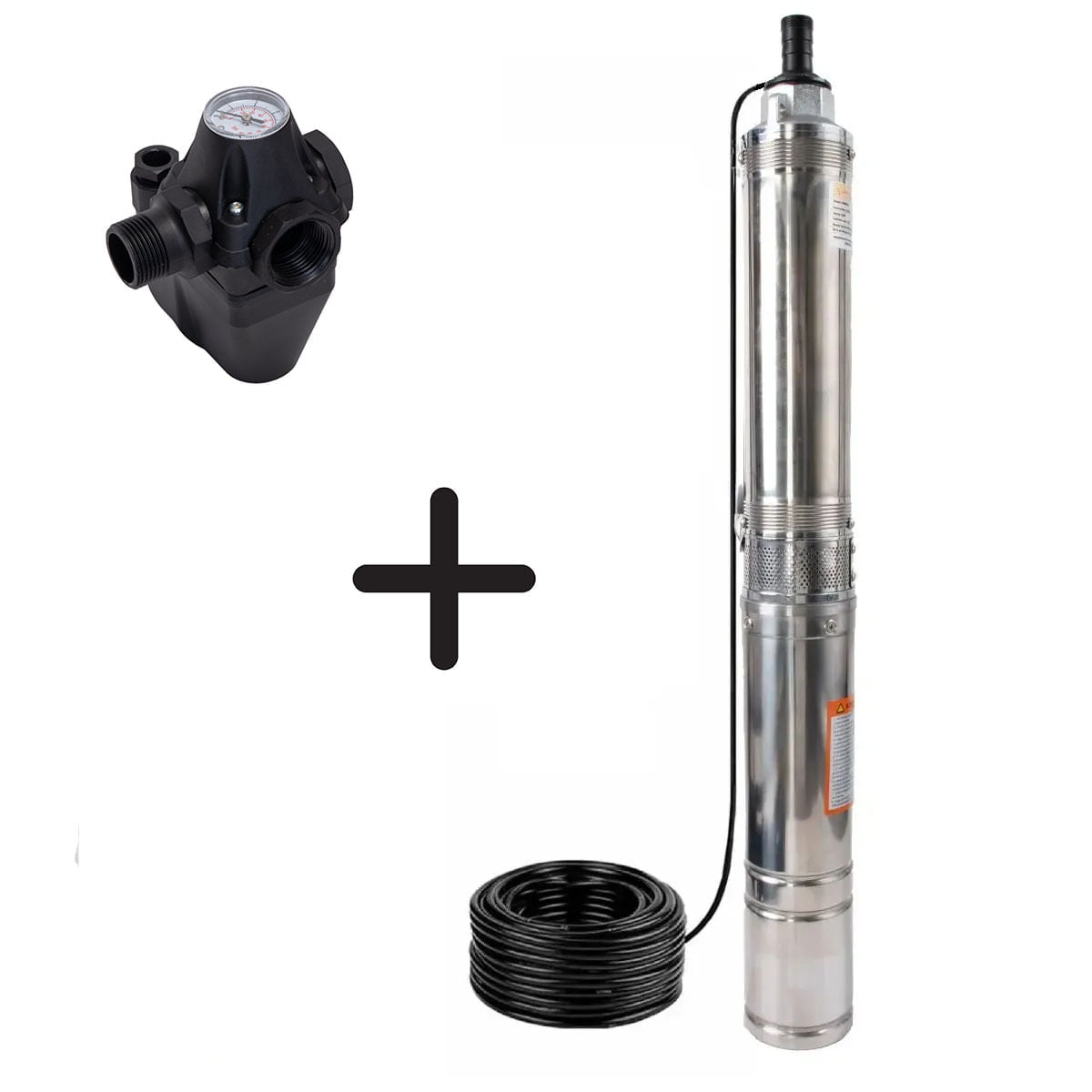 Pompa submersibila apa curata KAMRAD PM-1500-8, 1500W, 5200L/h, 1 tol + Presostat mecanic Gospodarul Profesionist, 1, atomico.ro