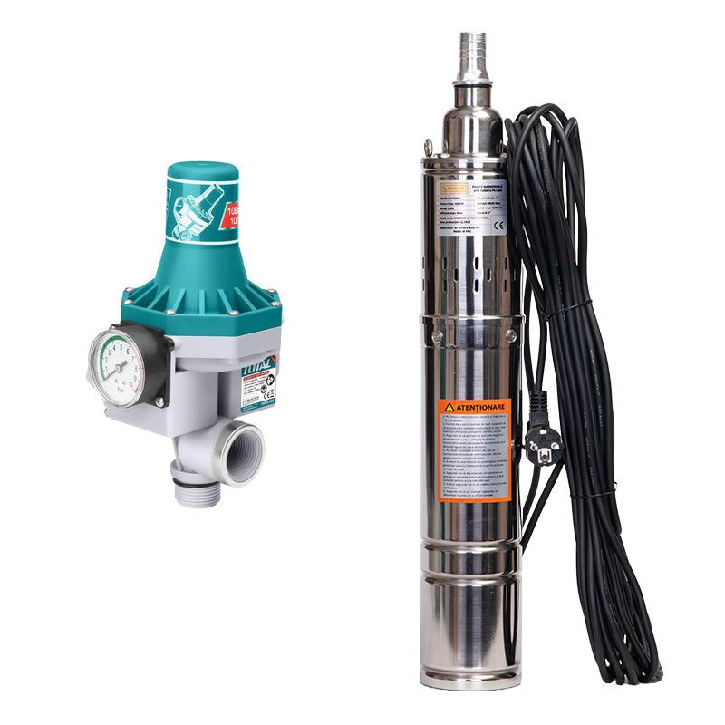 Pompa submersibila apa curata Kamrad PS-1300, 1100W, cablu 15m, 3200L/h, 1 tol, diametru 100mm + presostat Total, 1, atomico.ro