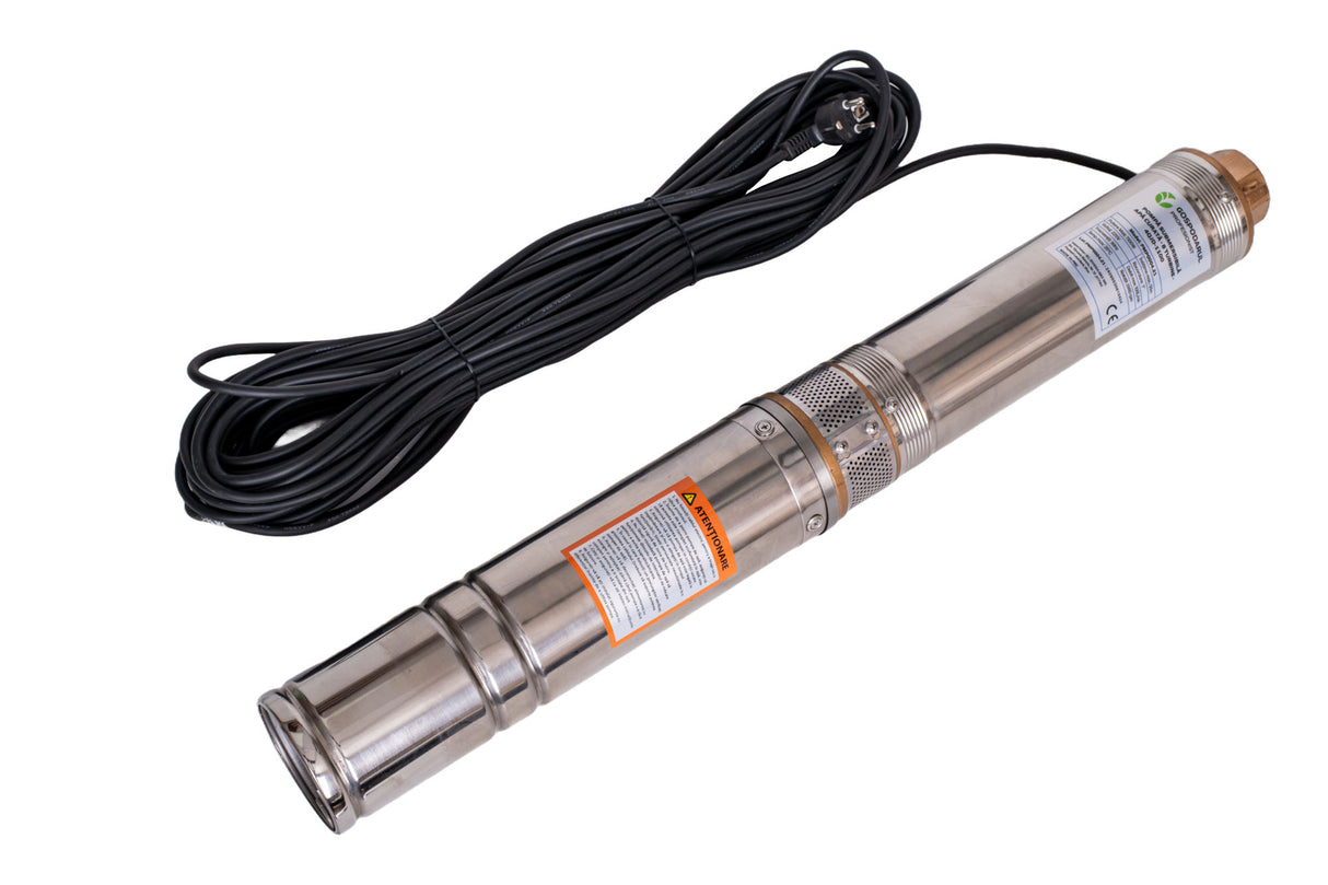 Pompa submersibila apa curata Gospodarul Profesionist 4QJD-1100, 8 turbine POM- 1100W, cablu 25m, 6000 l/h + Presostat Total, 5, atomico.ro