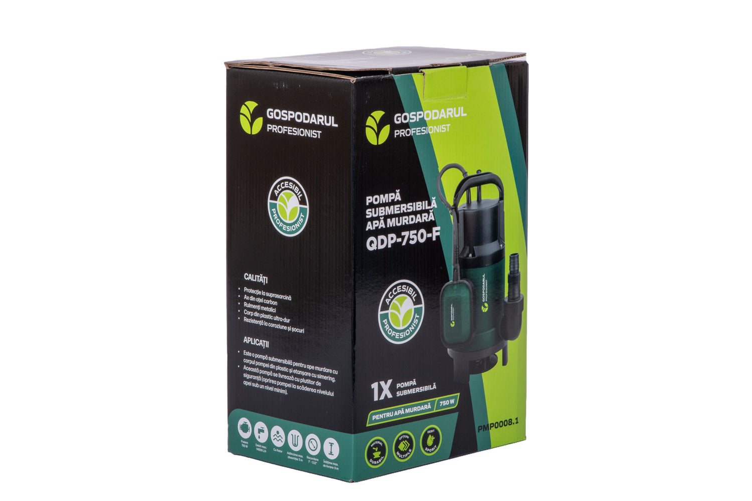 Pompa submersibila apa murdara Gospodarul Profesionist QDP-750-F - 750W, 14000 l/h, 8, atomico.ro