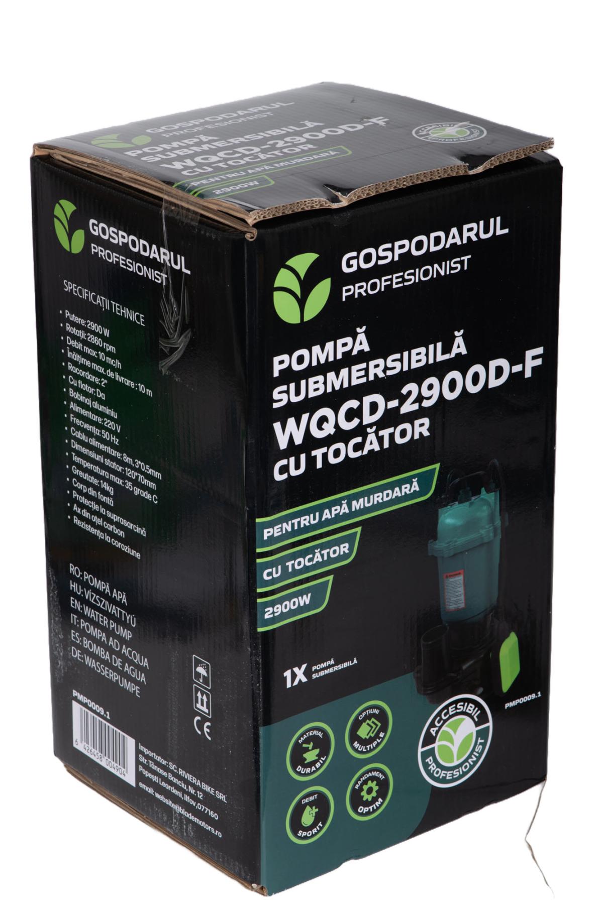 Pompa submersibila apa murdara Gospodarul Profesionist WQCD-2900D-F, cu tocator - 2900W, 10000 l/h - RESIGILAT, 9, atomico.ro