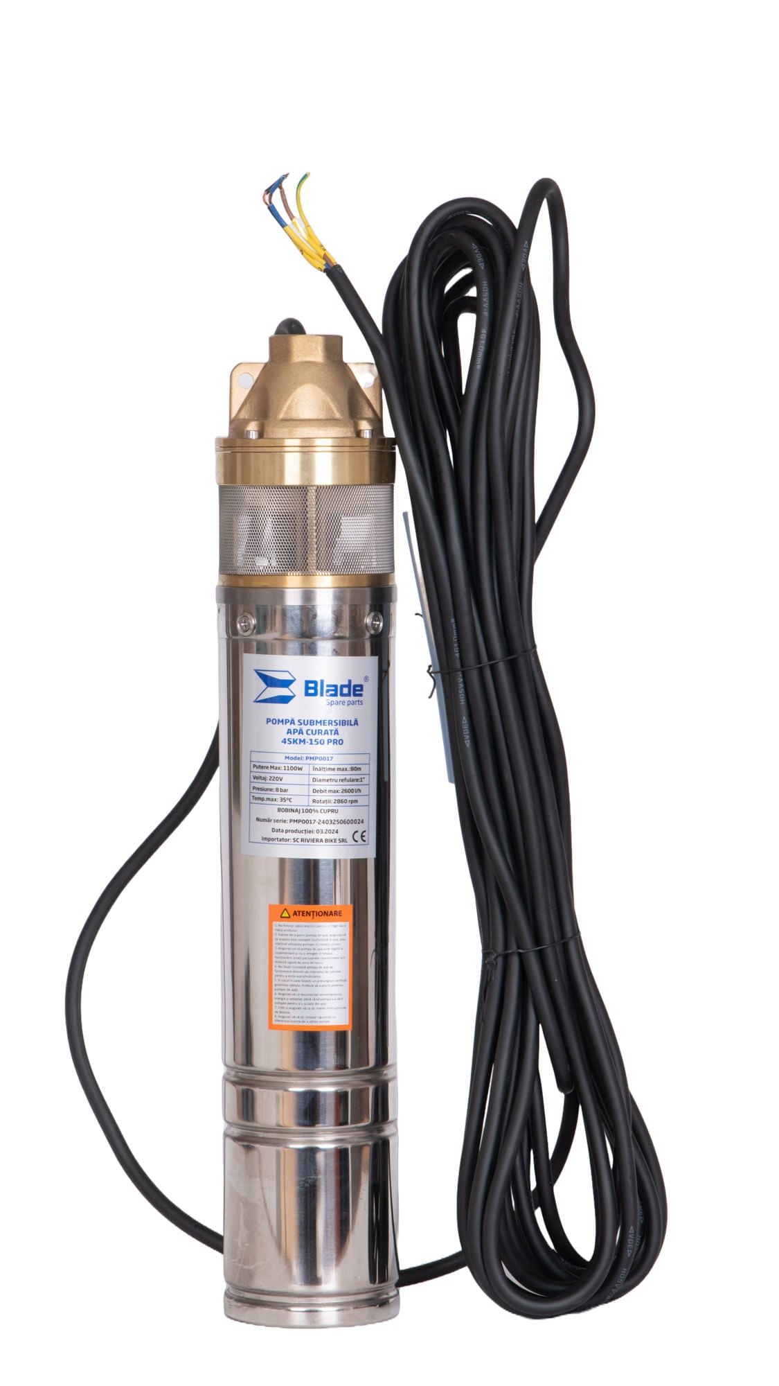 Pompa submersibila apa curata BLADE 4SKM-150 Pro - 1100W, 2600 l/h, 3, atomico.ro