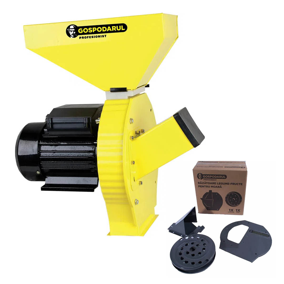 Moara cereale si furaje cuva mare Gospodarul Profesionist GP-1 - 2500W, 200 kg/h, 3000rpm + accesoriu fructe si legume, 1, atomico.ro