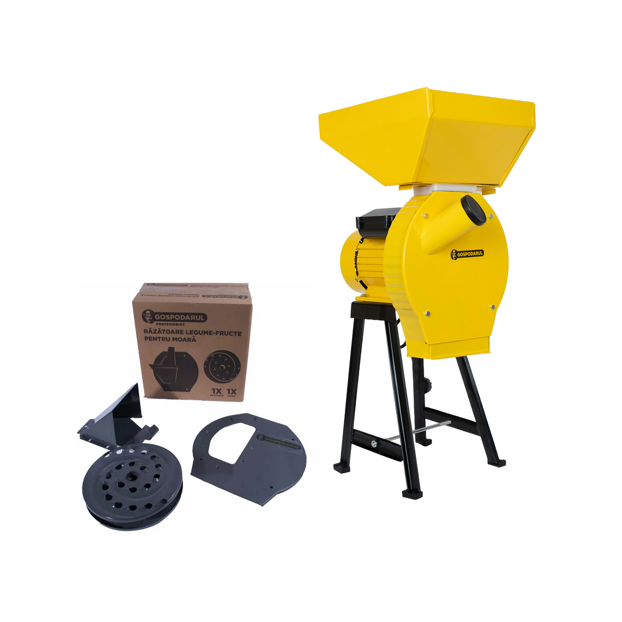 Moara cu suport pentru cereale si stiuleti de porumb GP-MCR1S - 3900W, 320 kg/h + accesoriu fructe si legume, 1, atomico.ro