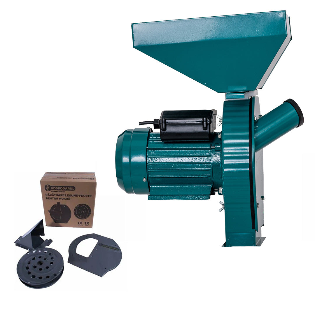 Moara cereale si stiuleti cuva mare Gospodarul Profesionist GP-2 - 3900W, 320 kg/h, 3000rpm + accesoriu fructe si legume, 1, atomico.ro