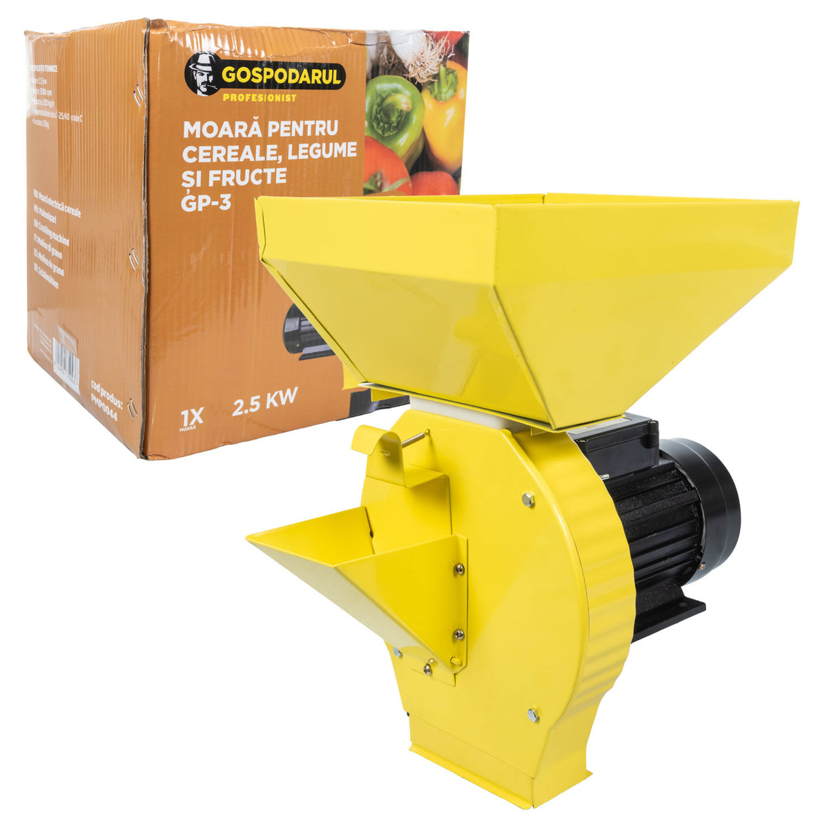 Moara cereale, legume si fructe cuva mare Gospodarul Profesionist GP-3 - 3600W, 200 kg/h, 3000rpm, 6, atomico.ro