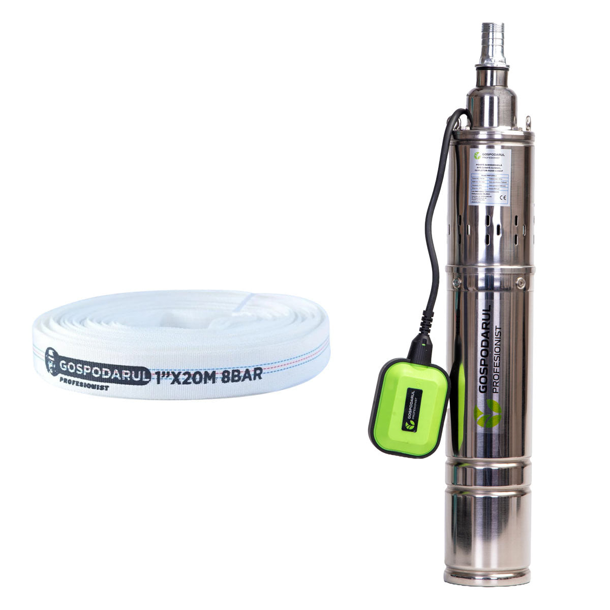 Pompa submersibila apa curata Gospodarul Profesionist, 1100W, cu snec si flotor 4QGD-1100-F + furtun 20m, 1, atomico.ro