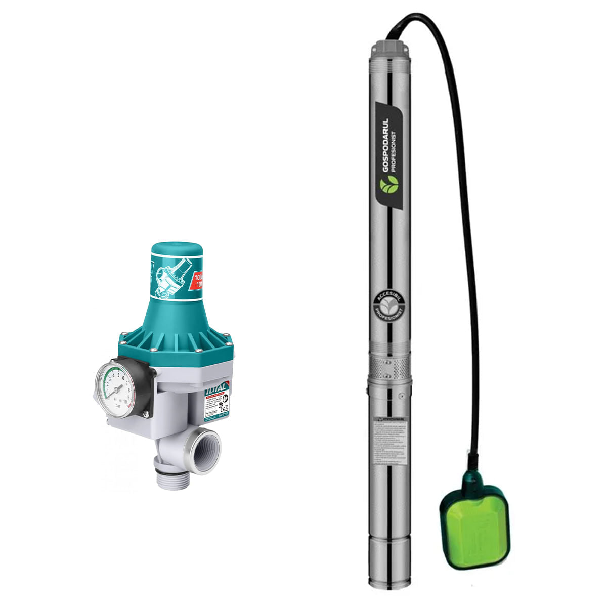Pompa submersibila apa curata Gospodarul Profesionist cu snec si flotor - 4QGD-1500-F + Presostat Total, 1, atomico.ro