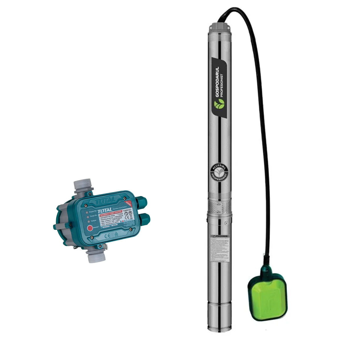 Pompa submersibila apa curata Gospodarul Profesionist cu snec si flotor - 4QGD-1500-F + Presostat, 1, atomico.ro