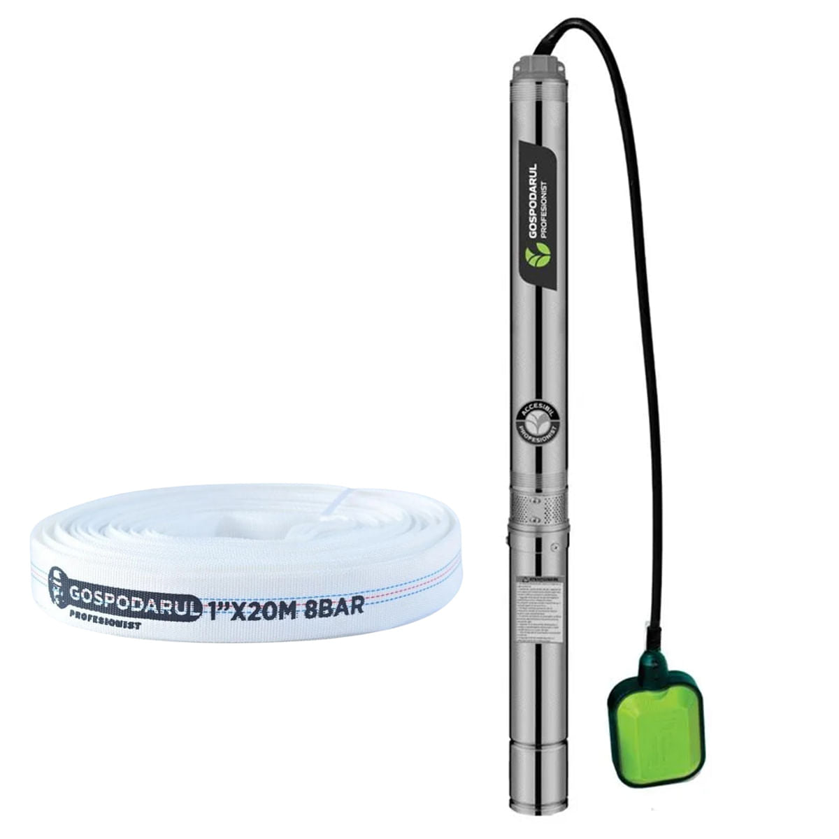 Pompa submersibila apa curata Gospodarul Profesionist cu snec si flotor - 4QGD-1500-F +furtun 20m, 1, atomico.ro