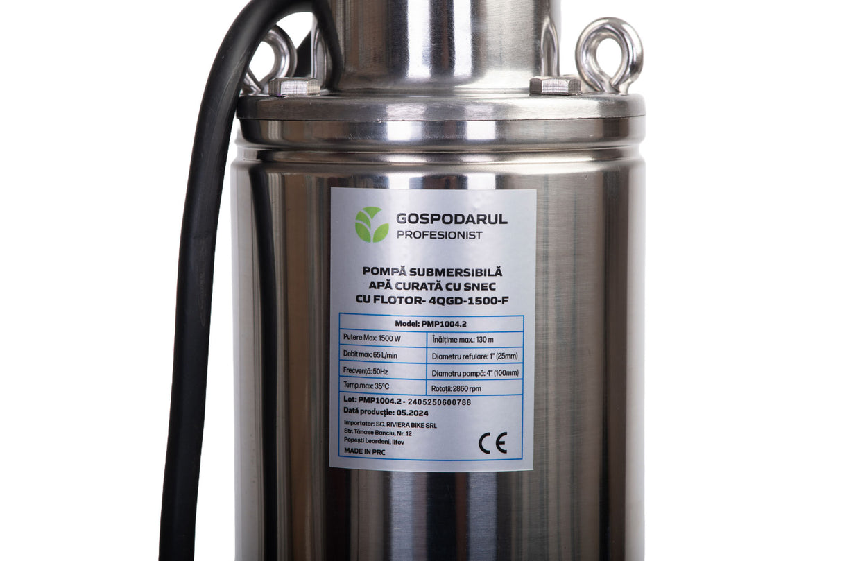 Pompa submersibila apa curata Gospodarul Profesionist cu snec si flotor - 4QGD-1500-F + Presostat Total, 5, atomico.ro